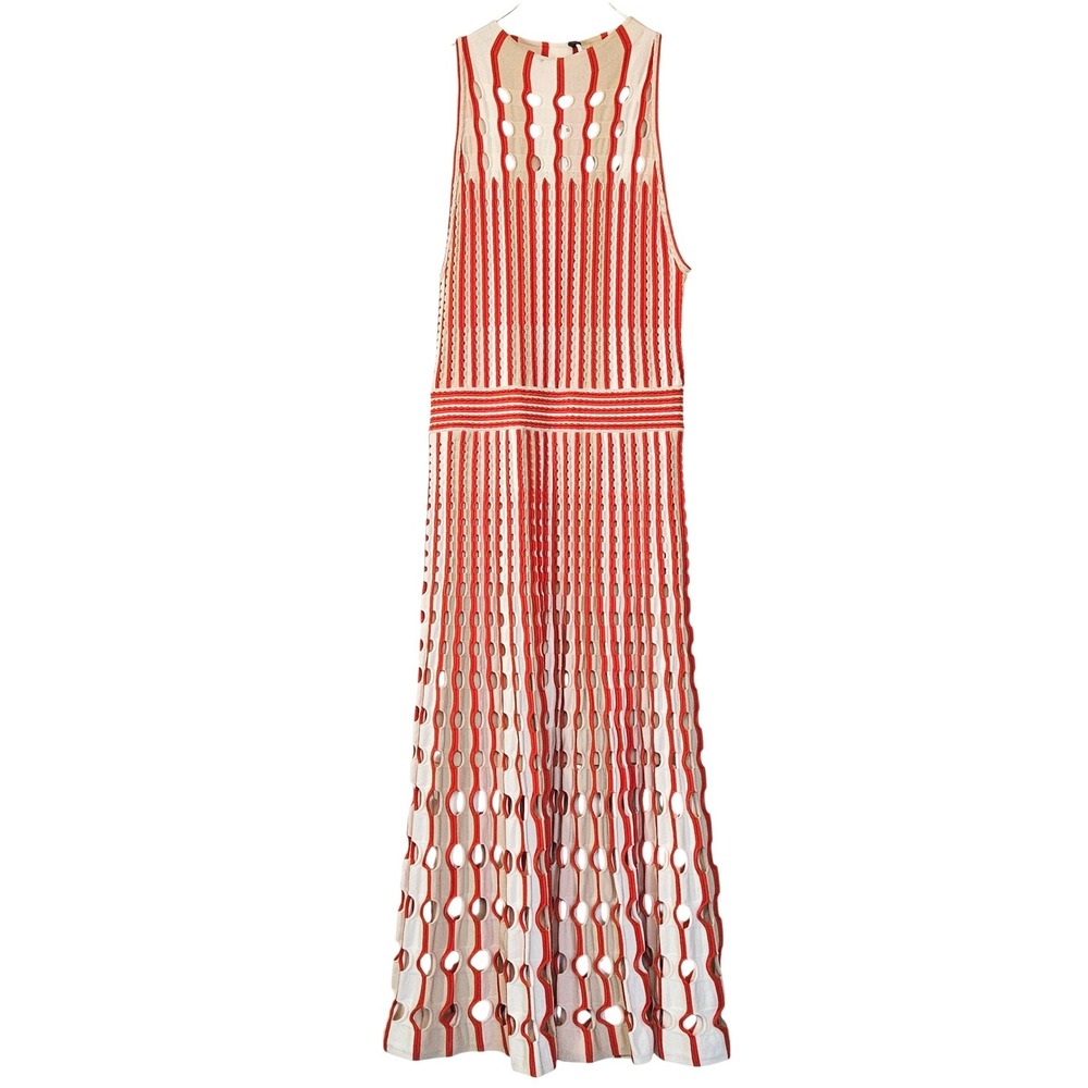JONATHAN SIMKHAI Nash Midi Dress in Flame Multi Large NEW Retro - Picture 4 of 11